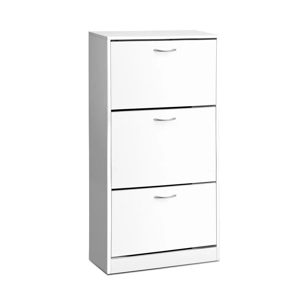 NNEDSZ 3 Tier Shoe Cabinet - White