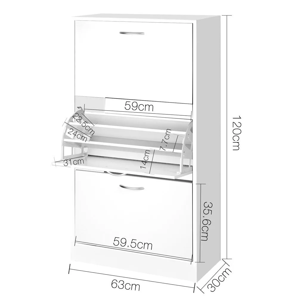 NNEDSZ 3 Tier Shoe Cabinet - White