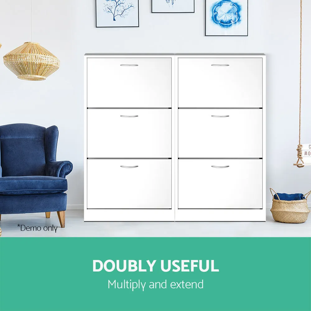 NNEDSZ 3 Tier Shoe Cabinet - White