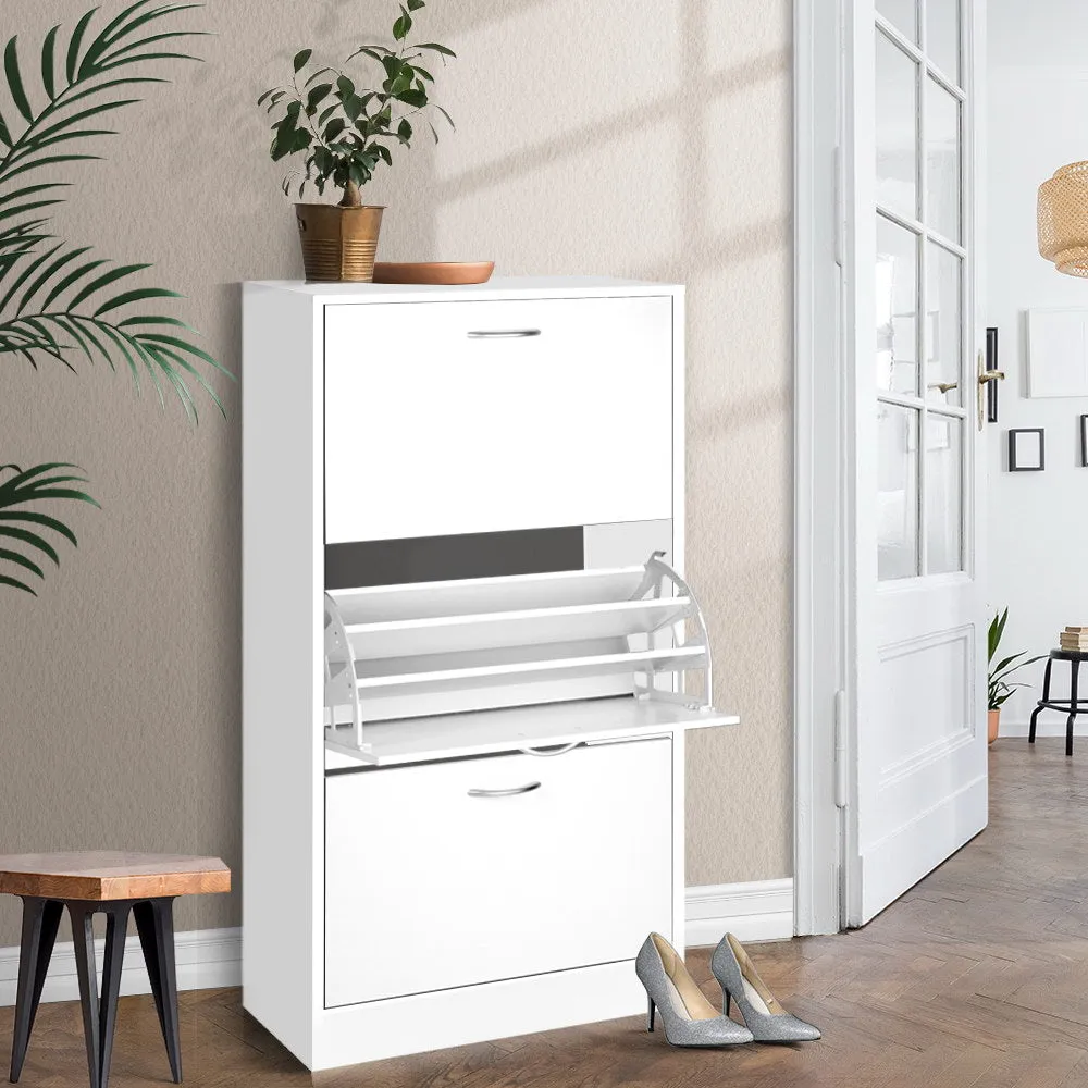 NNEDSZ 3 Tier Shoe Cabinet - White