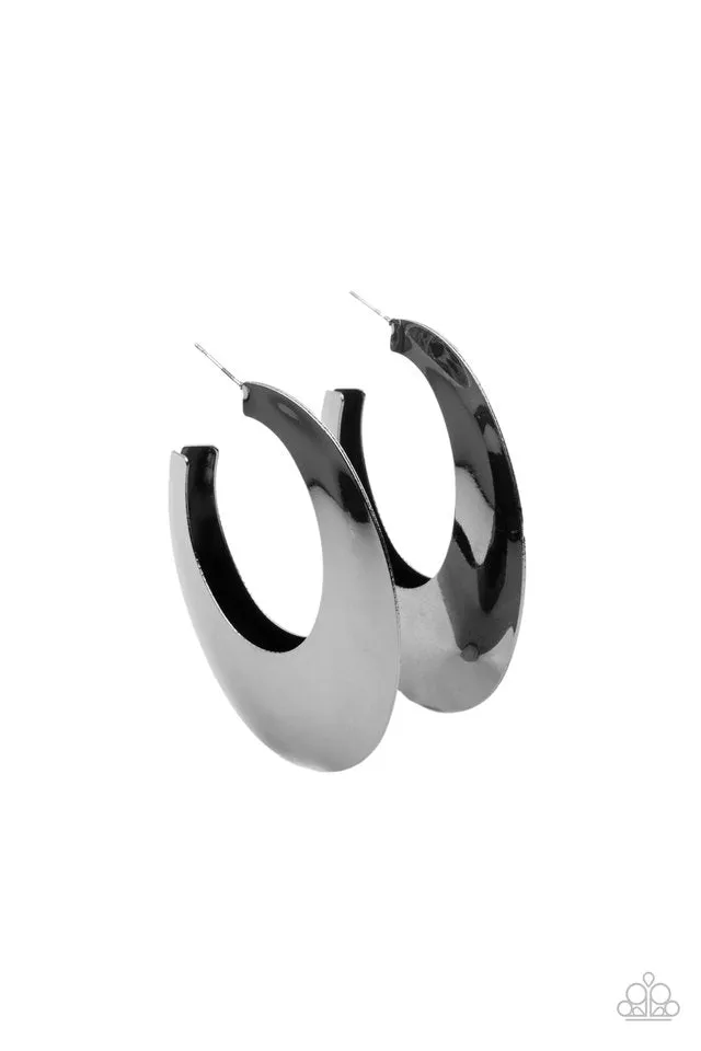Paparazzi Earring ~ Going OVAL-board - Black