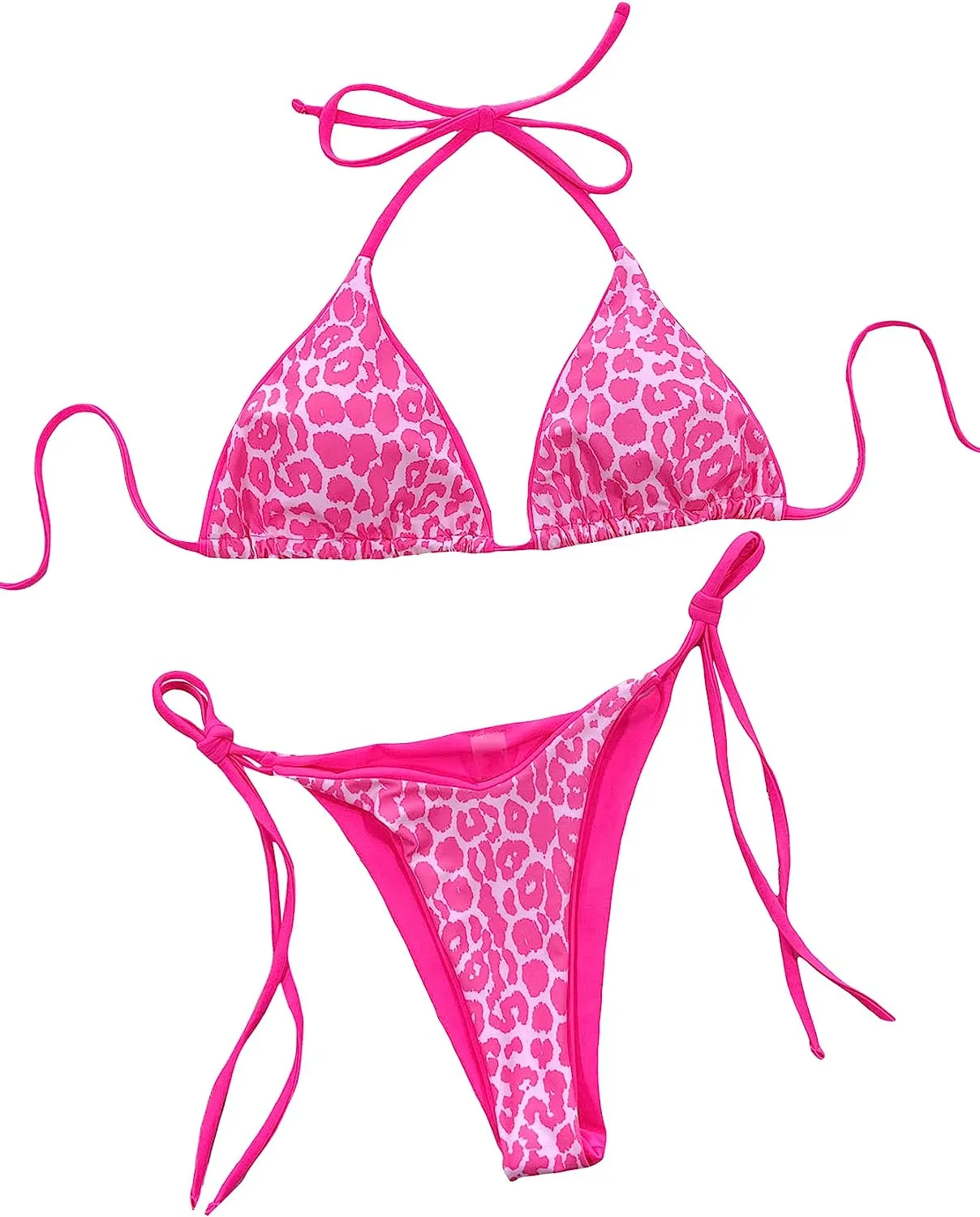 Pink cheetah print bikini