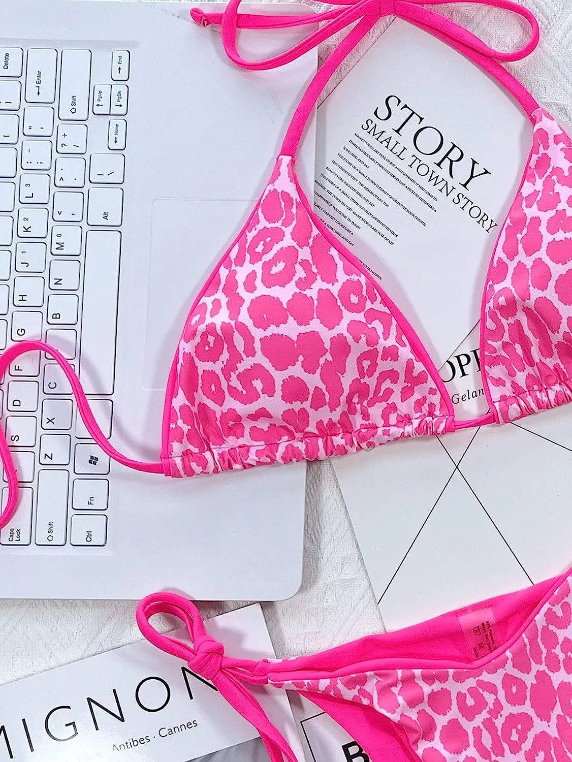 Pink cheetah print bikini