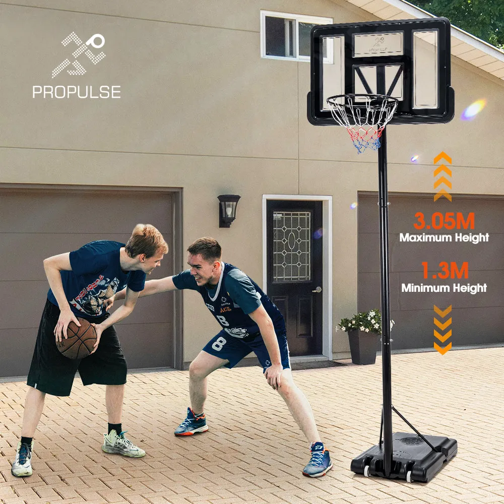 ProPulse Basketball Hoop Stand System Portable 1.36M-3.05M Height Adjustable