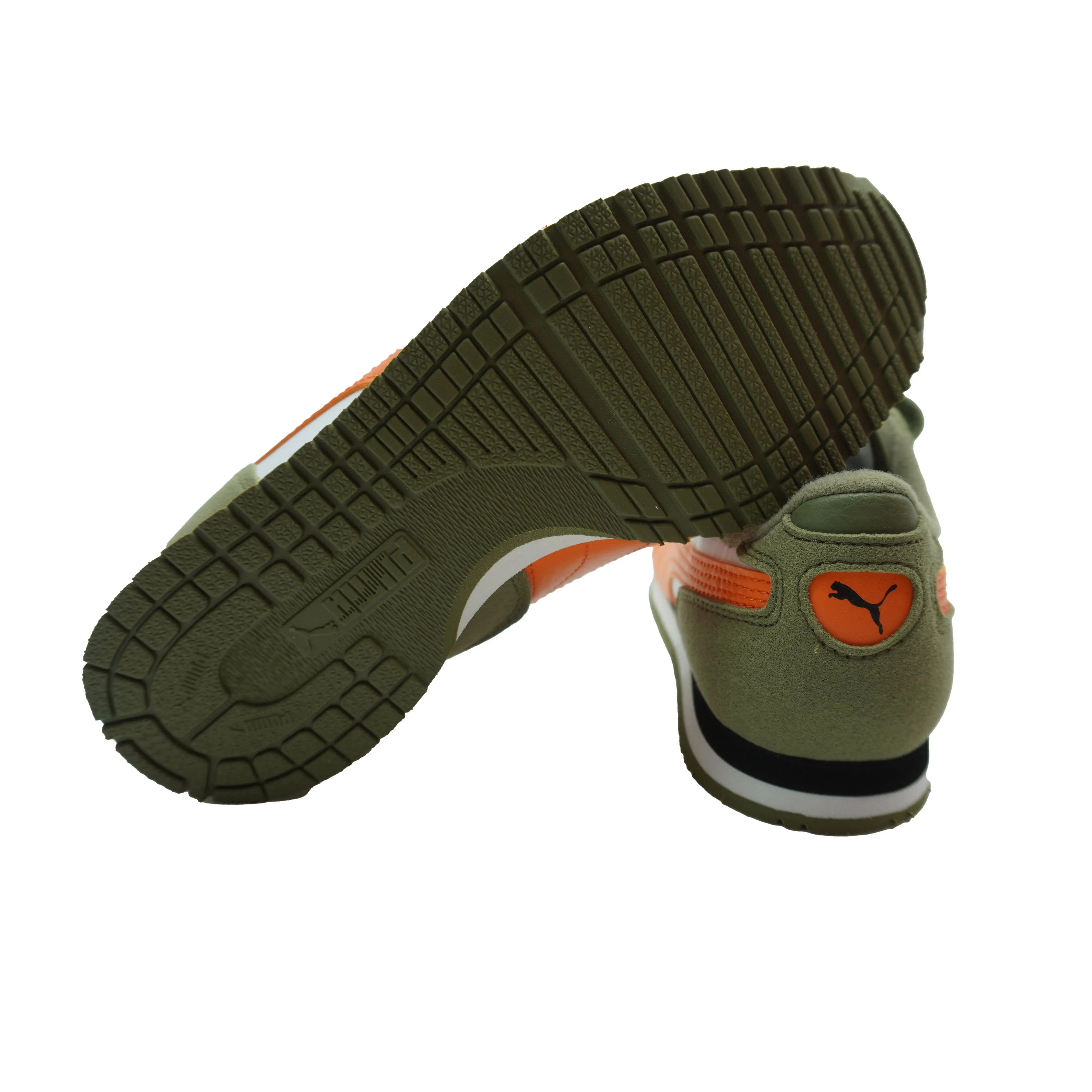 Puma Kid's Cabana Racer Hook & Loop Sneakers White Lichen Green Orange Size 2C