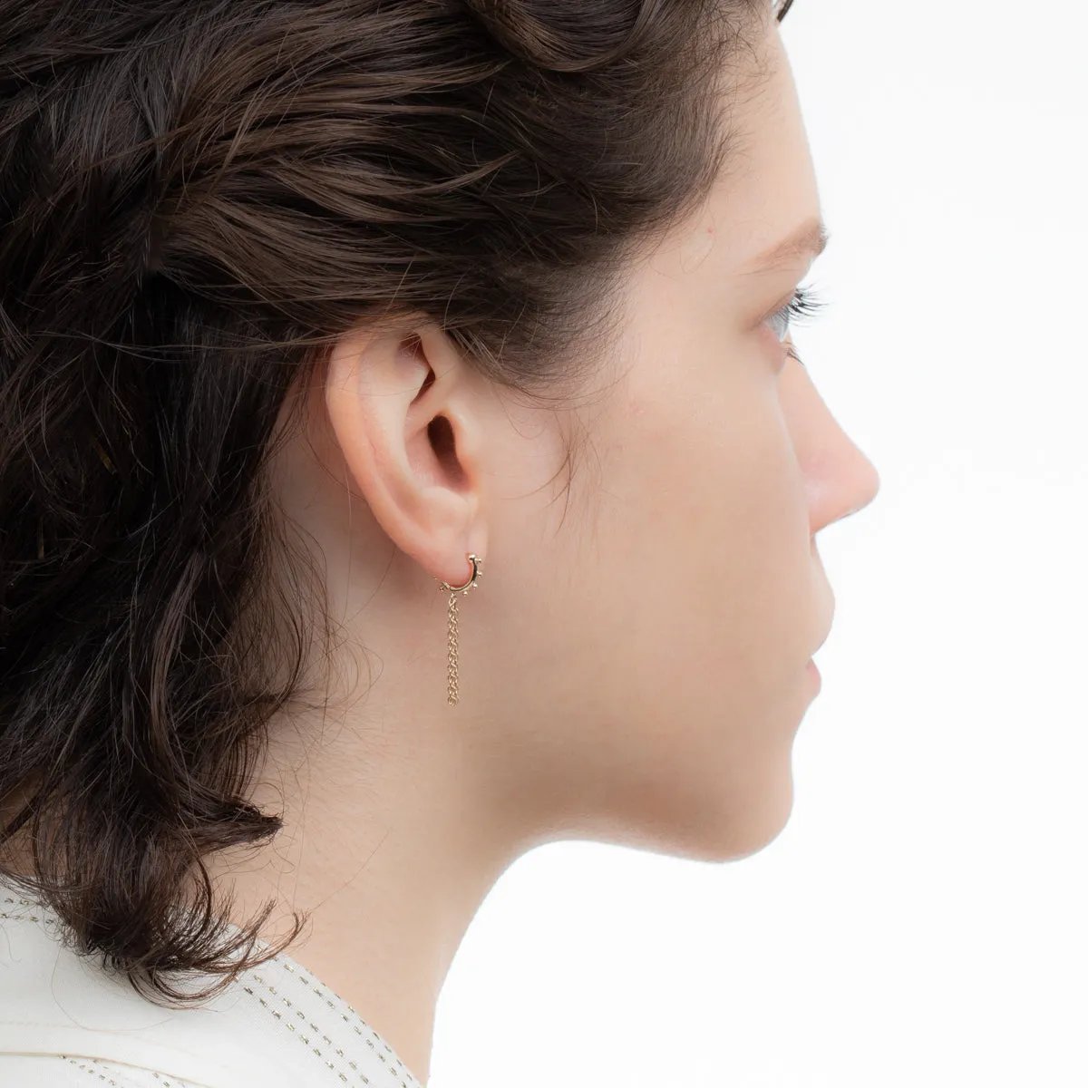 "Sea Anemone" Chain Huggie Hoop Earring