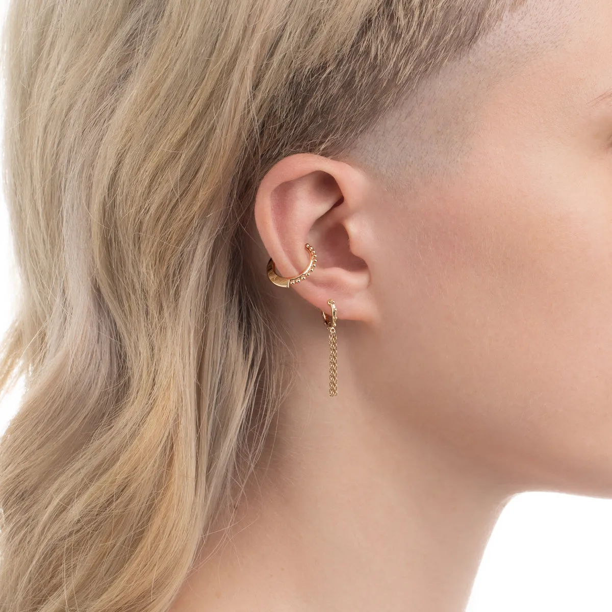 "Sea Anemone" Chain Huggie Hoop Earring