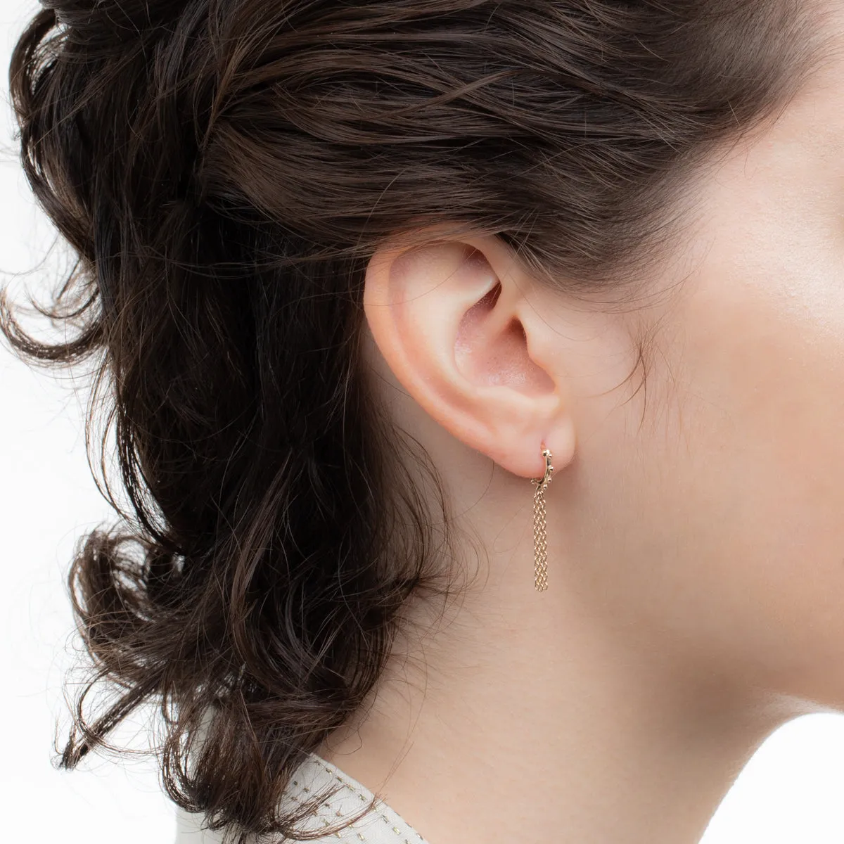 "Sea Anemone" Chain Huggie Hoop Earring