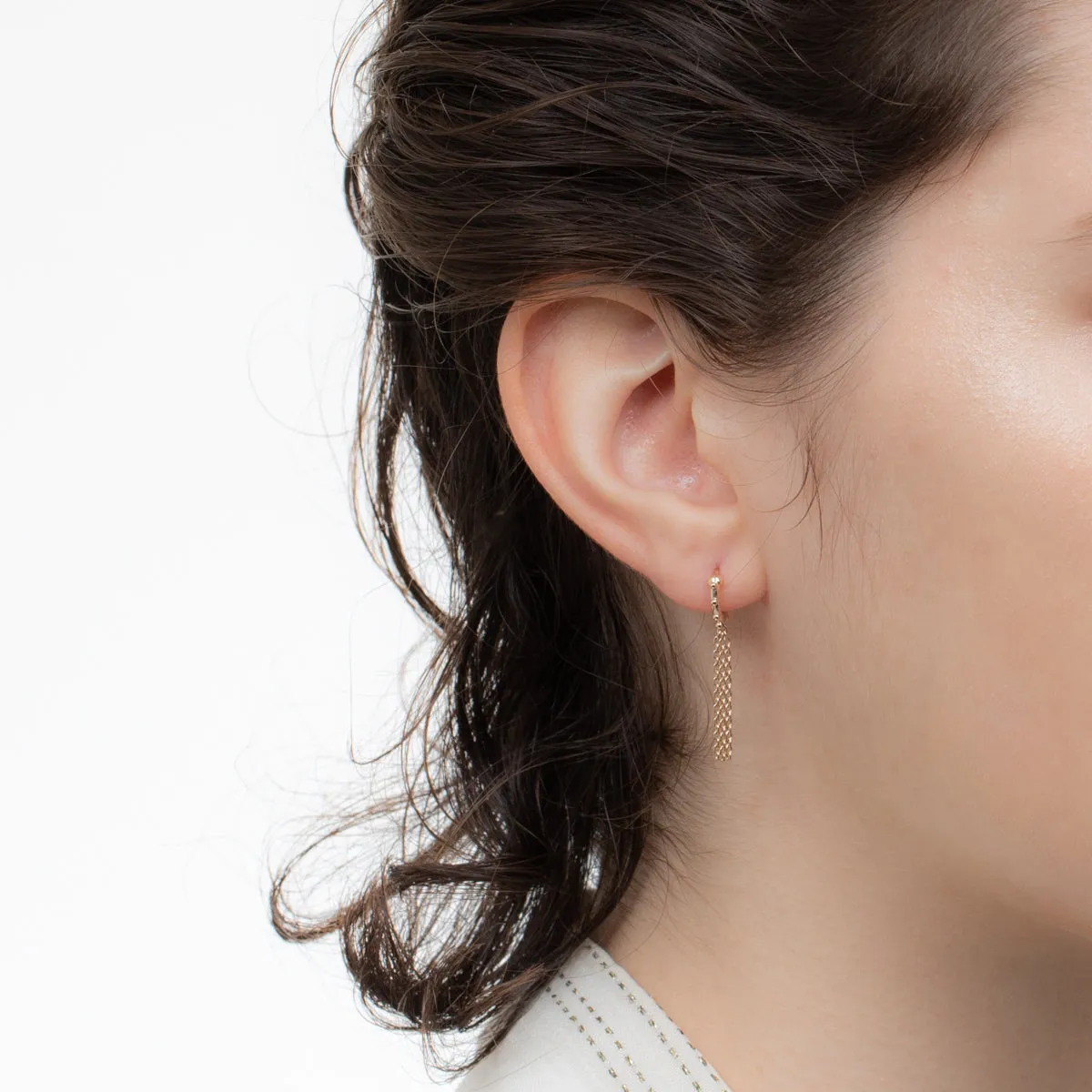 "Sea Anemone" Chain Huggie Hoop Earring