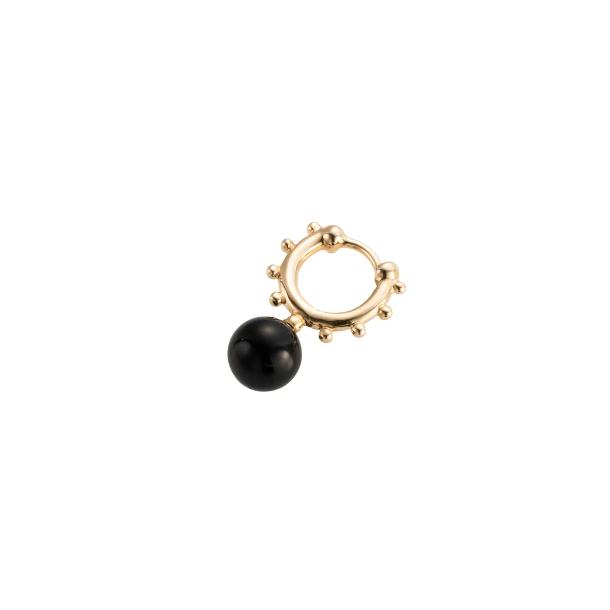 "Sea Anemone" Onyx Huggie Hoop Earring Small size