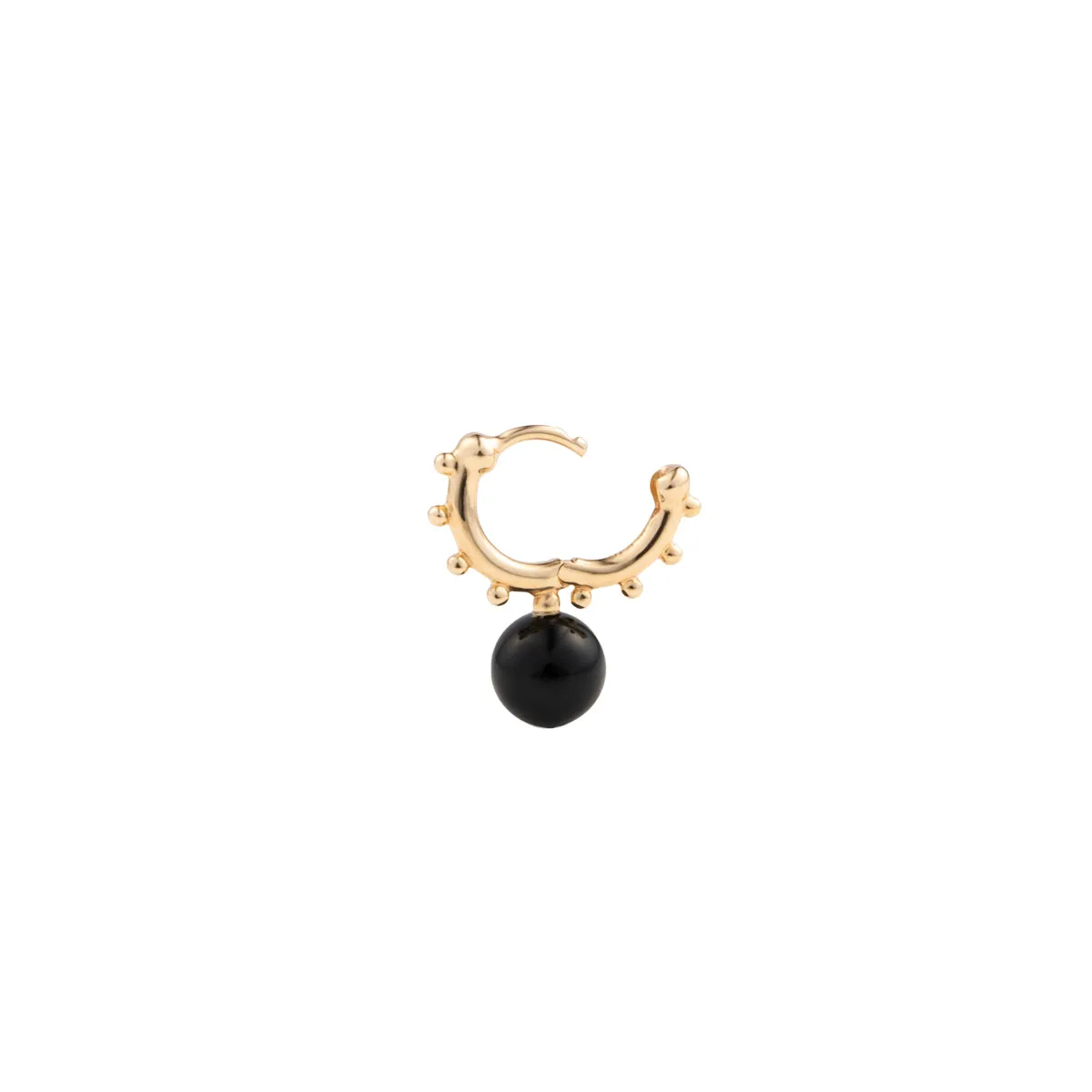 "Sea Anemone" Onyx Huggie Hoop Earring Small size