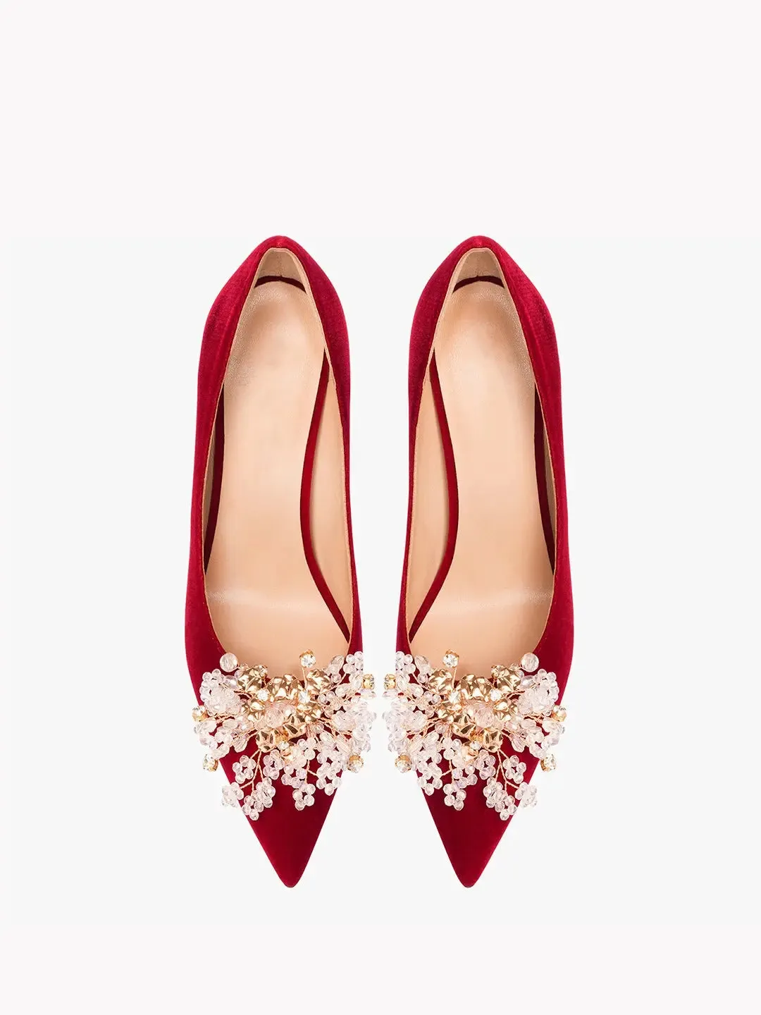 Sakura Flock Dark Red Heels