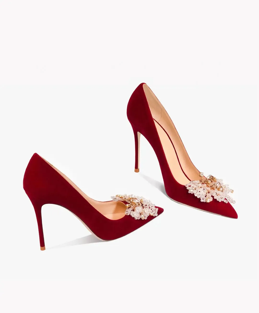 Sakura Flock Dark Red Heels