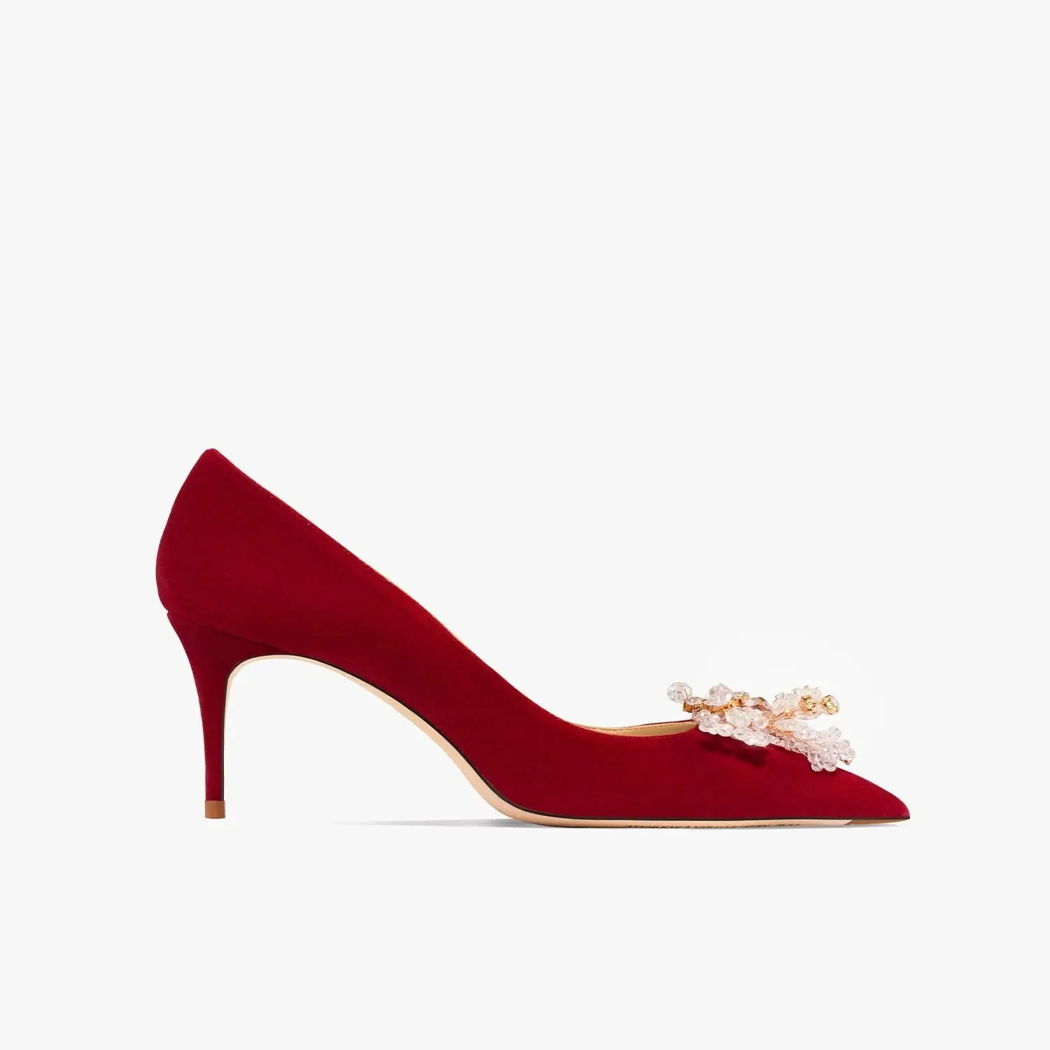 Sakura Flock Dark Red Heels