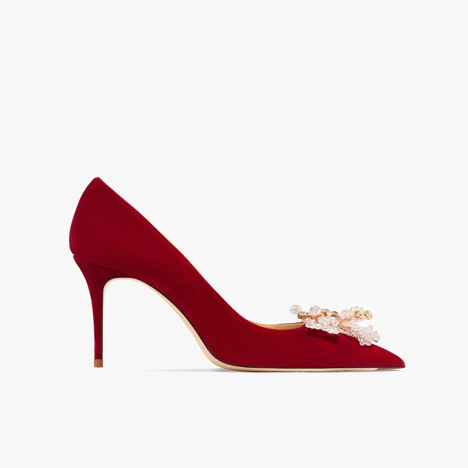 Sakura Flock Dark Red Heels