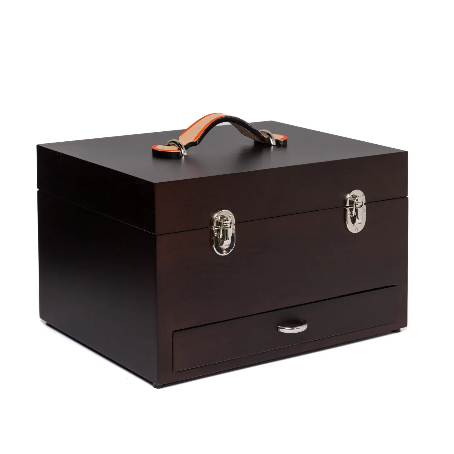 Shoe care box "Luxury Case" made of dark brown walnut wood - handcrafted