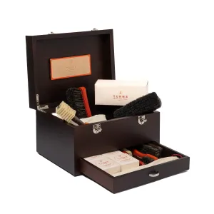 Shoe care box "Luxury Case" made of dark brown walnut wood - handcrafted
