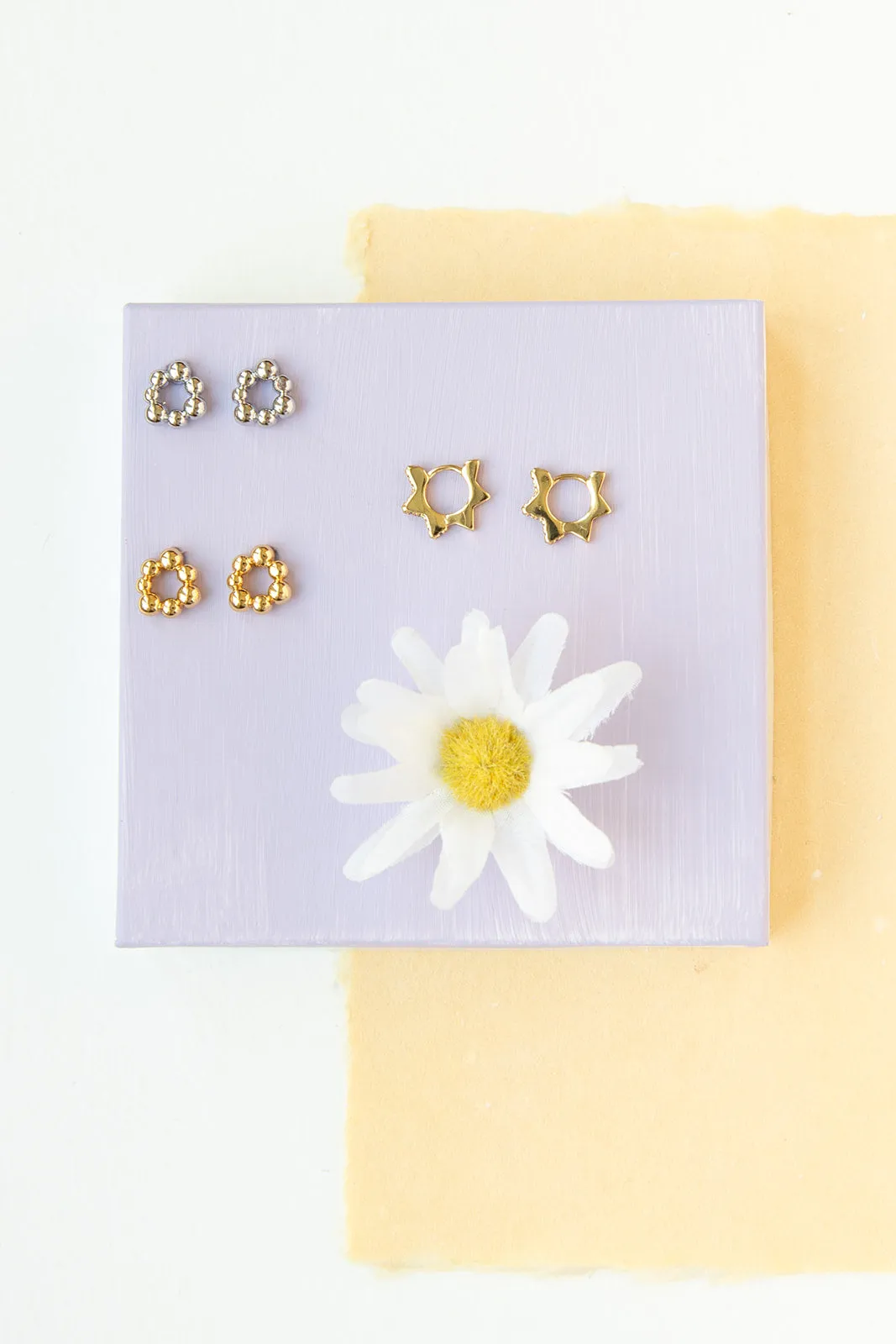 Sun CZ Gem Huggy Hoop Earring