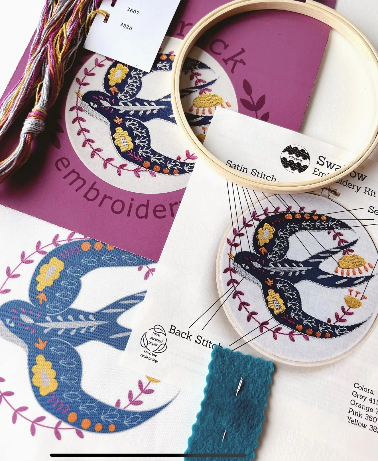 Swallow Embroidery Kit