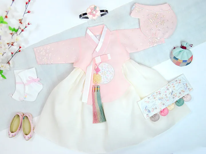 Tiny Wild Flower Baby Girl Hanbok in Pink