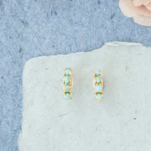 Turquoise Stone Huggy Hoop Earring
