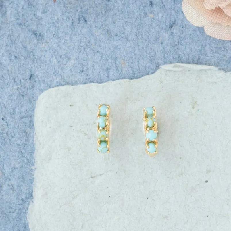 Turquoise Stone Huggy Hoop Earring