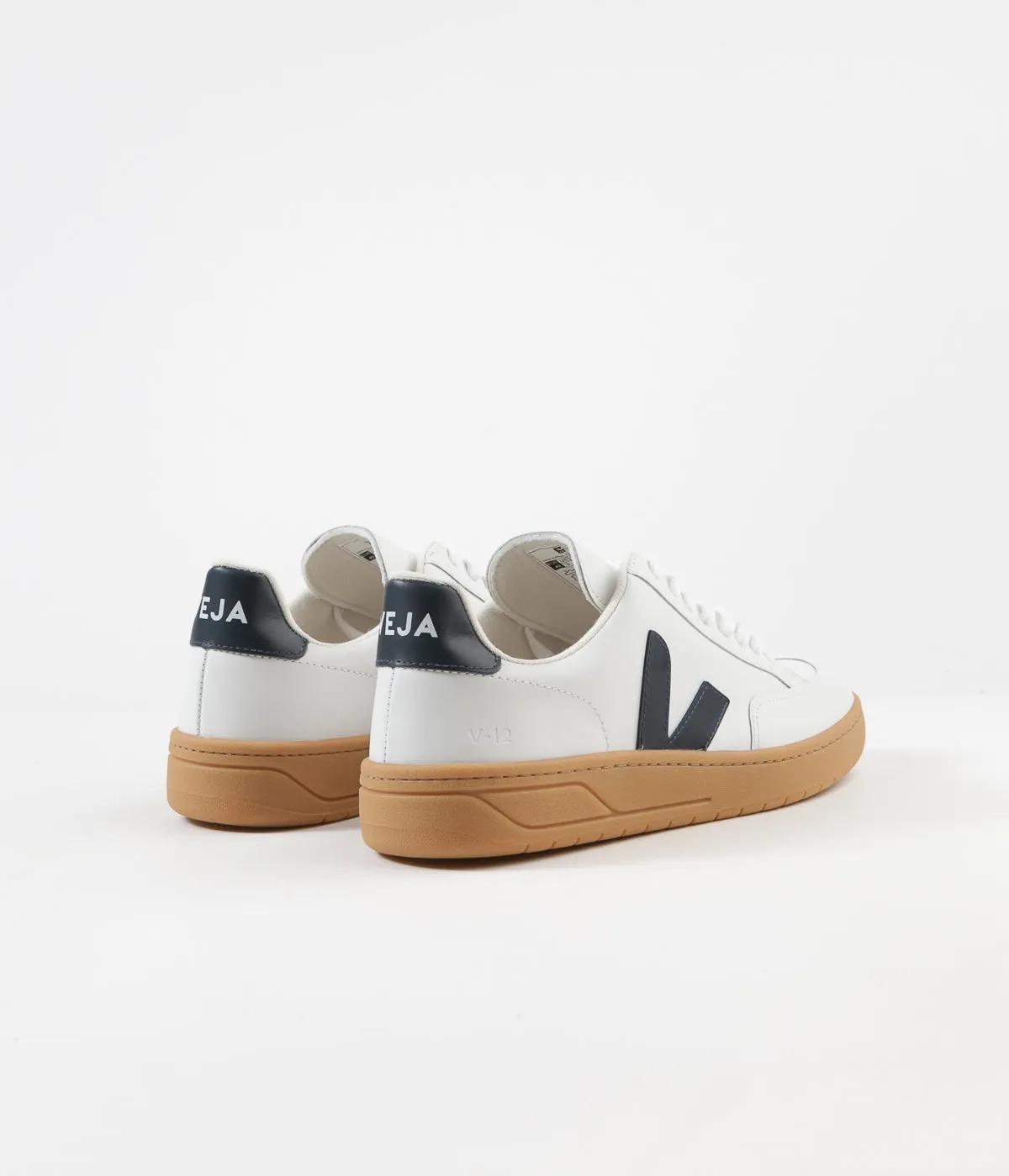 Veja V-12 Leather Shoes - Extra White / Nautico / Gum Sole