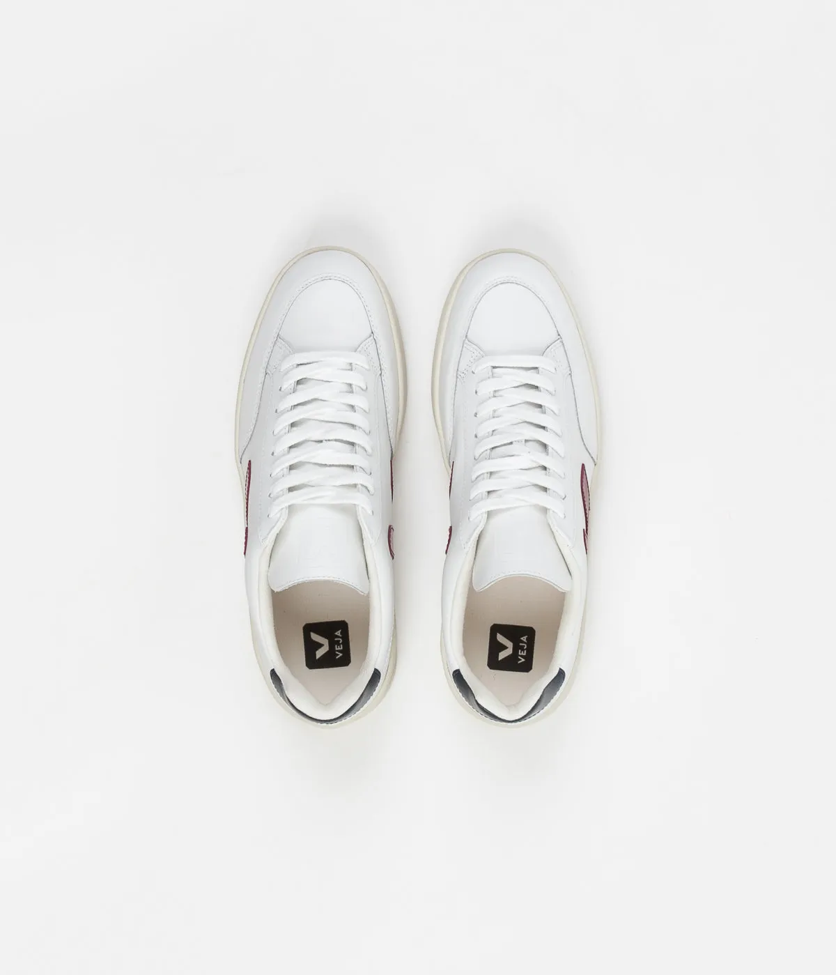 Veja Womens V-12 Leather Shoes - Extra White / Marsala / Nautico