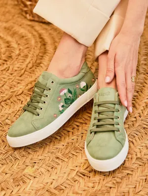 Virevolte Recycled Grain Vegan Suede Embroidered Sneakers | Garden