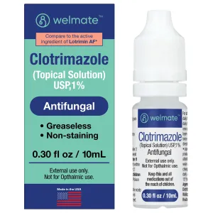 WELMATE Antifungal, 1% Clotrimazole Topical Solution, 0.30 fl oz (Generic Lotrimin)
