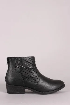 Wild Diva Lounge Perforated Vegan Leather Almond Toe Booties