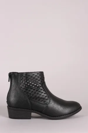 Wild Diva Lounge Perforated Vegan Leather Almond Toe Booties