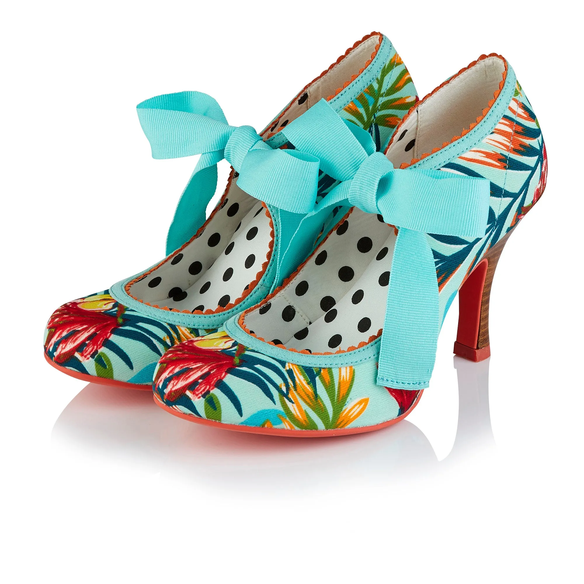 Willow Aqua Blue Floral Bootie High Heels by Ruby Shoo