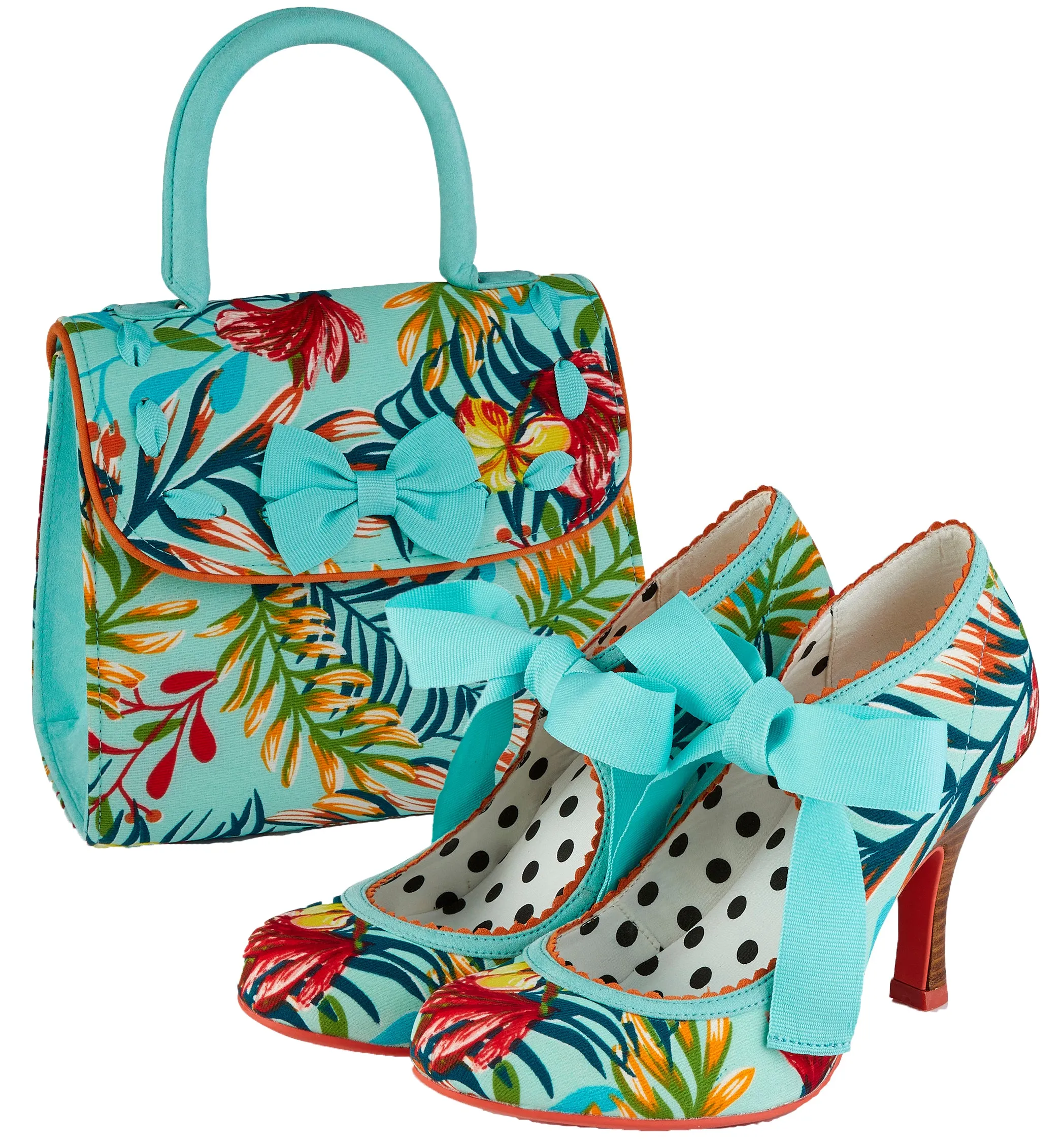Willow Aqua Blue Floral Bootie High Heels by Ruby Shoo