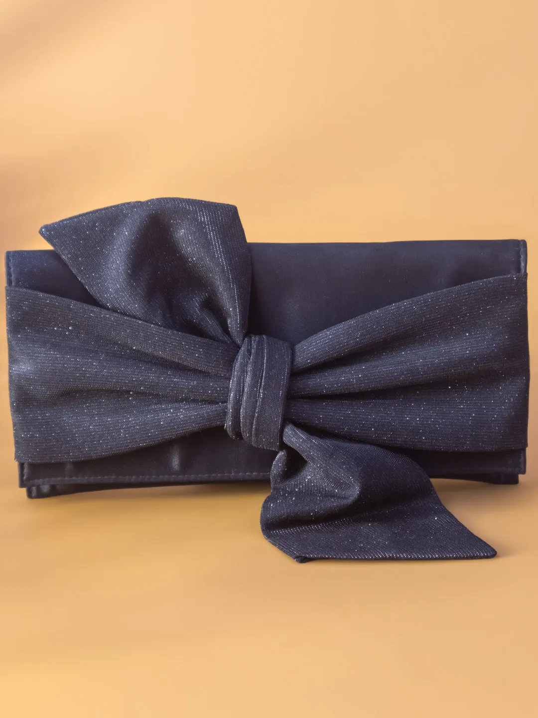 Women Black Embellished Foldover Clutch