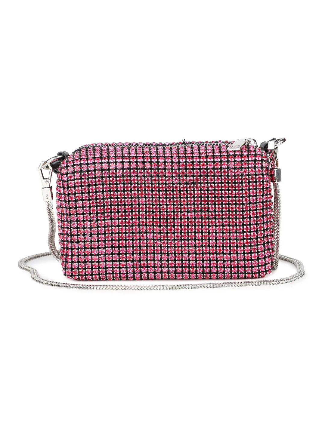 Women Pink Fancy Sling Box Clutch