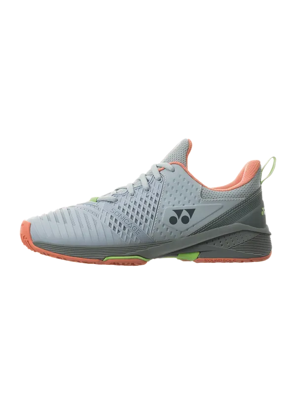 Yonex Women's Power Cushion Sonicage 3 Tennis Shoes in Grayish Blue/Pink