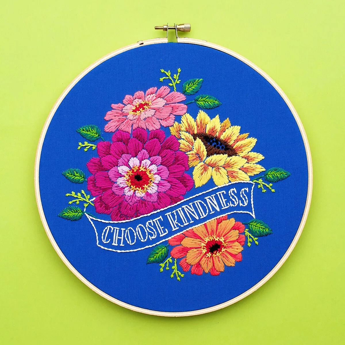 Zinnias And Banner Embroidery PDF Pattern
